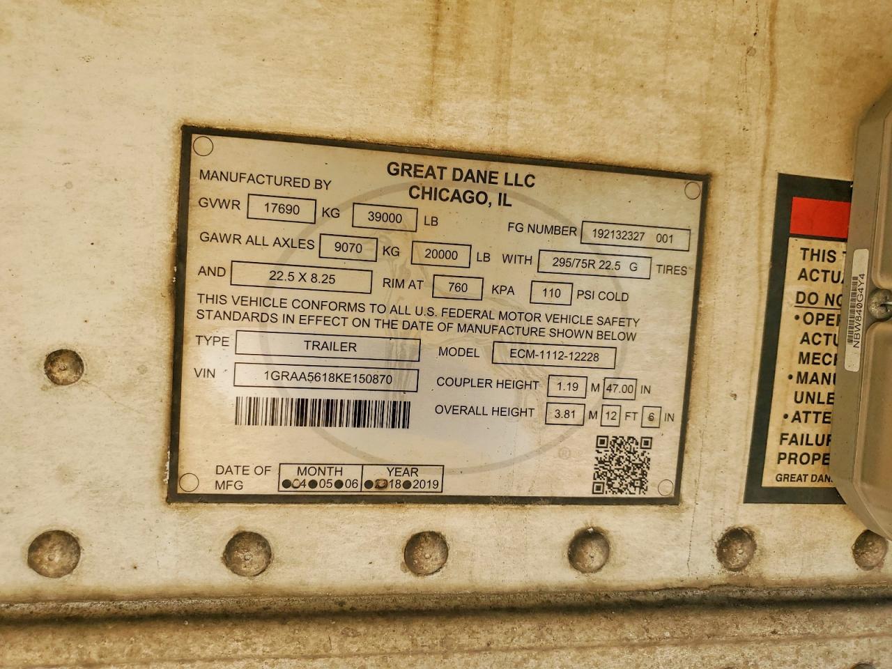 2019 GREAT Trailers VIN 1GRAA5618KE150870 photo 10