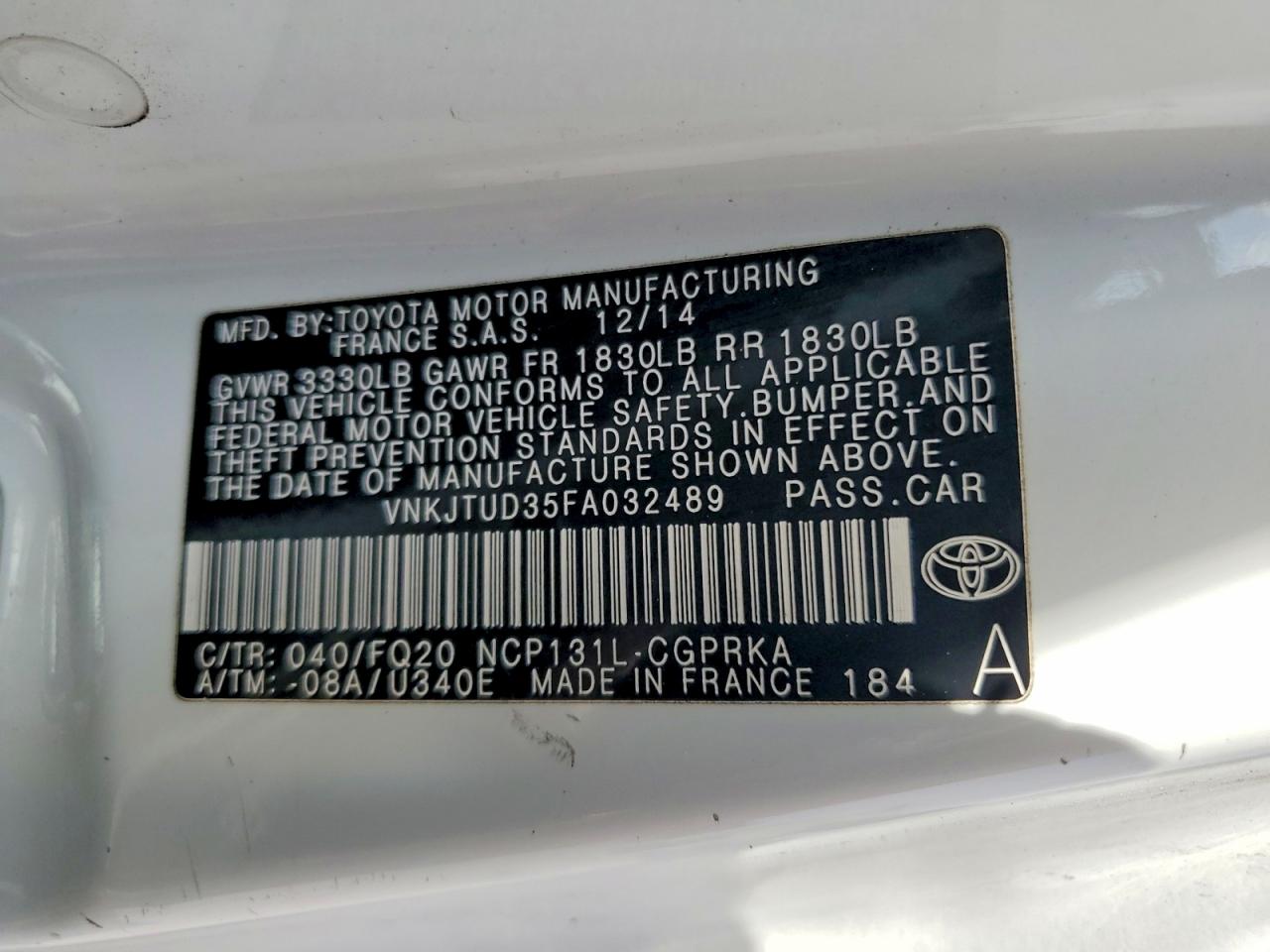 2015 Toyota Yaris VIN VNKJTUD35FA032489 photo 12