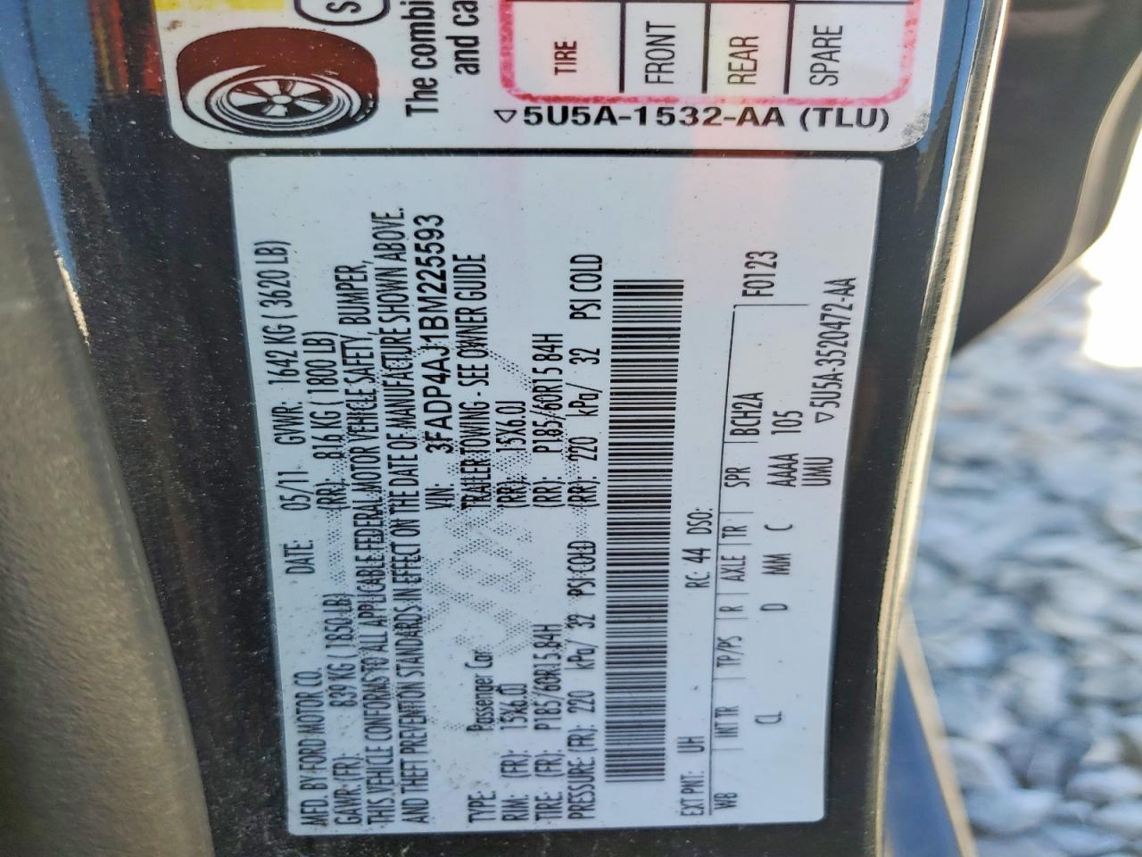 2011 Fiesta VIN 3FADP4AJ1BM225593 photo 12