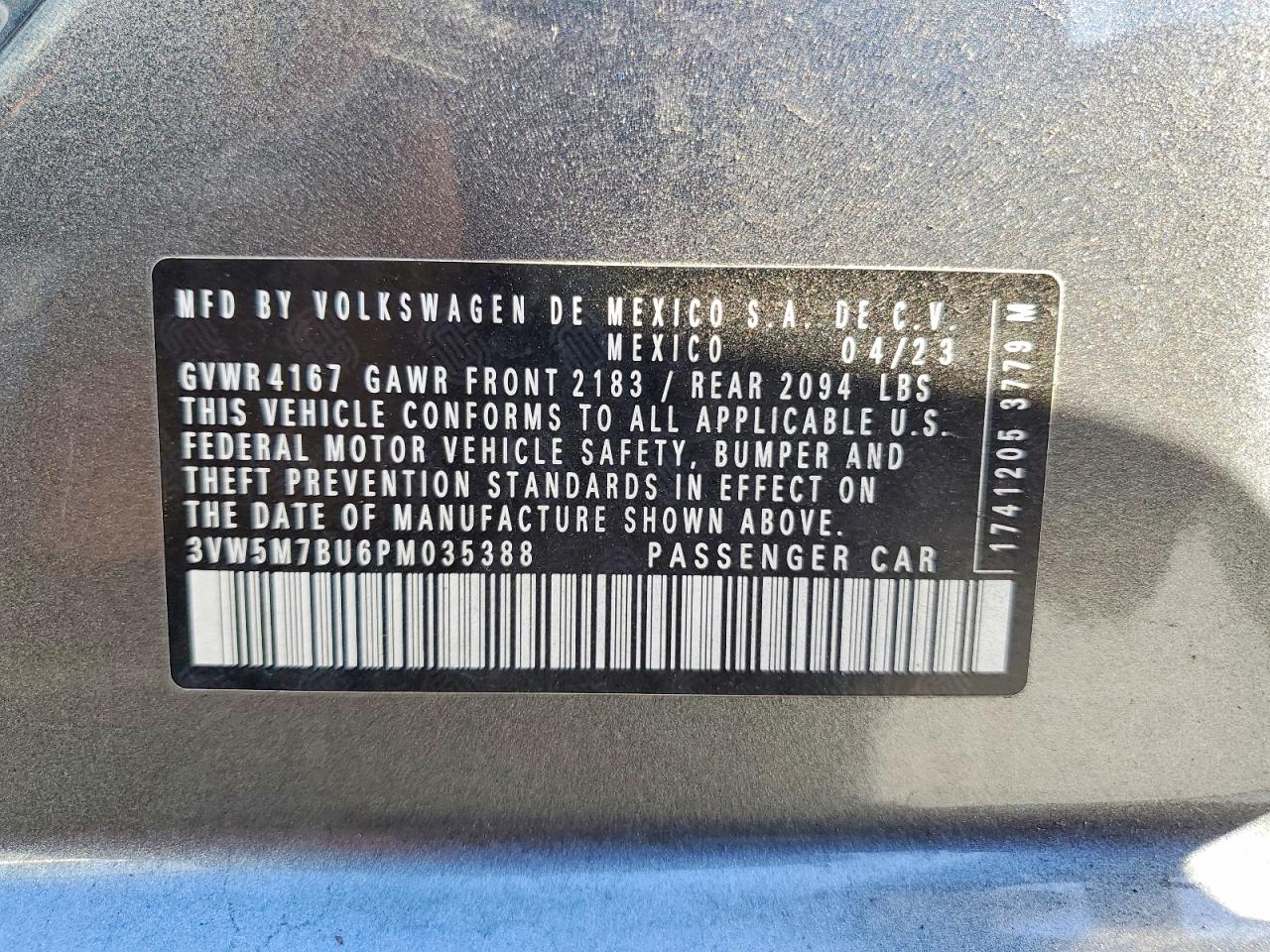 2023 VOLKSWAGEN Jetta VIN 3VW5M7BU6PM035388 photo 12