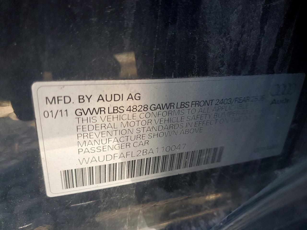 2011 Audi A4 VIN WAUDFAFL2BA110047 photo 12