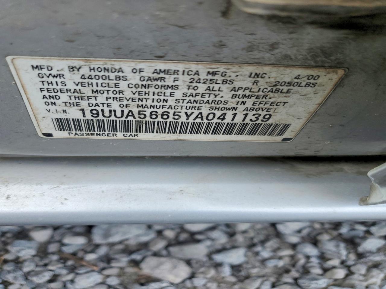 2000 Acura Tl VIN 19UUA5665YA041139 photo 12