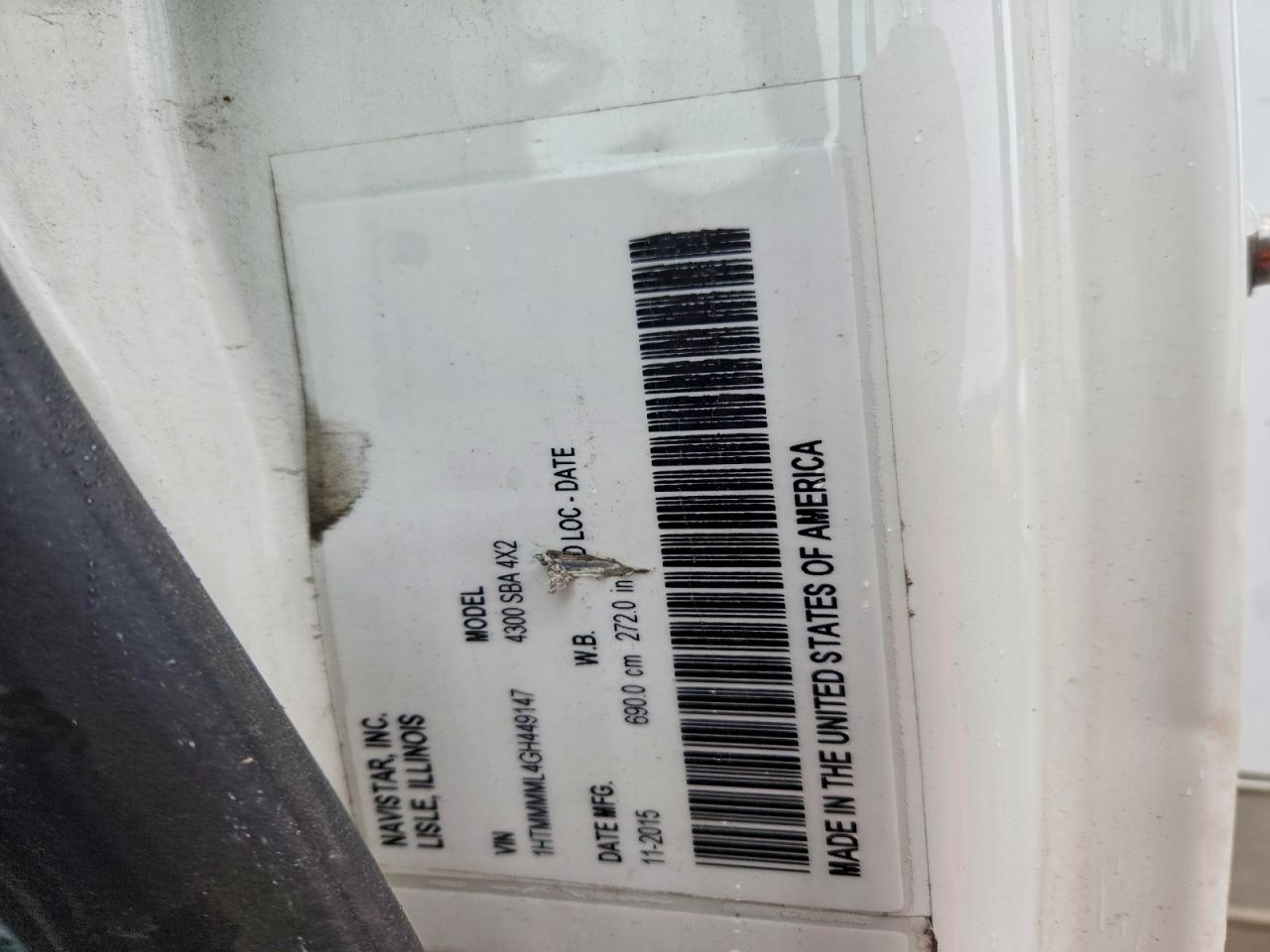 2016 International 4000 serie VIN 1HTMMMML4GH449147 photo 10