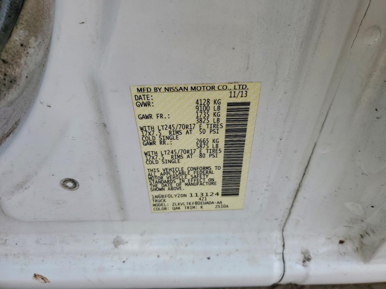 2013 Nissan Nv VIN 1N6BF0LY2DN113124 photo 12