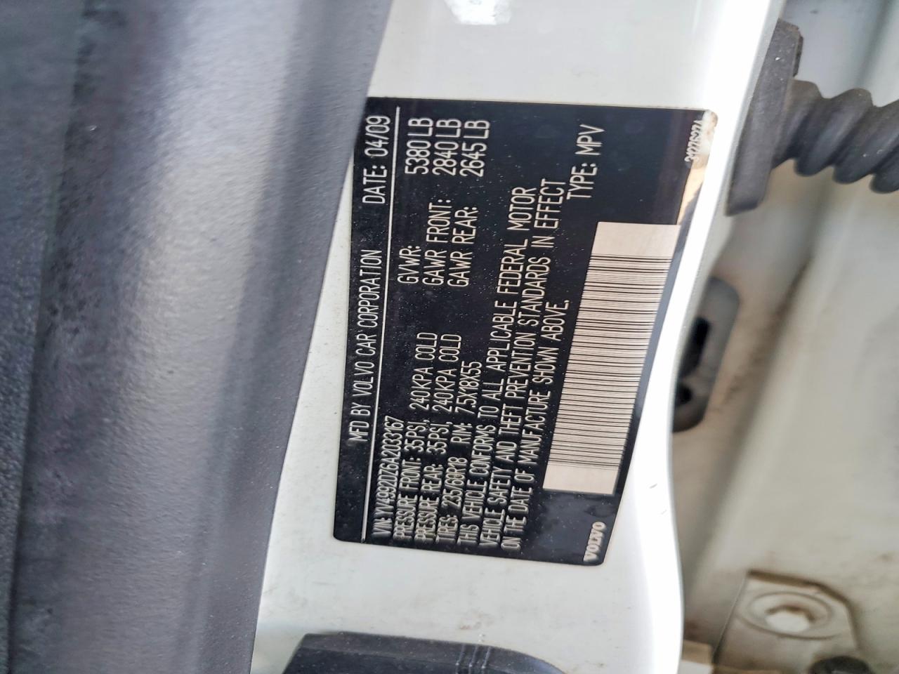 2010 VOLV Xc60 VIN YV4992DZ6A2033167 photo 12