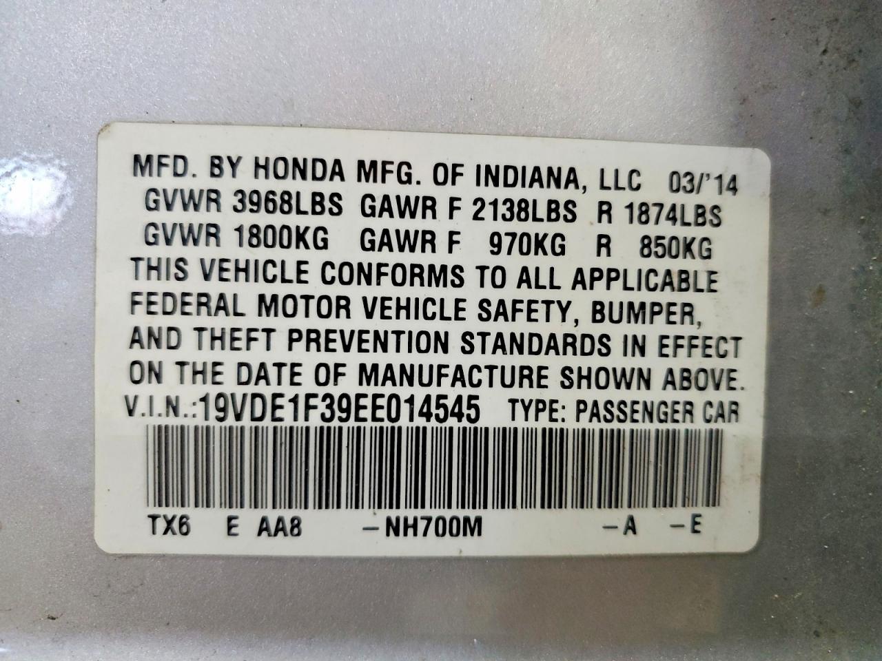 2014 Acura Ilx VIN 19VDE1F39EE014545 photo 12