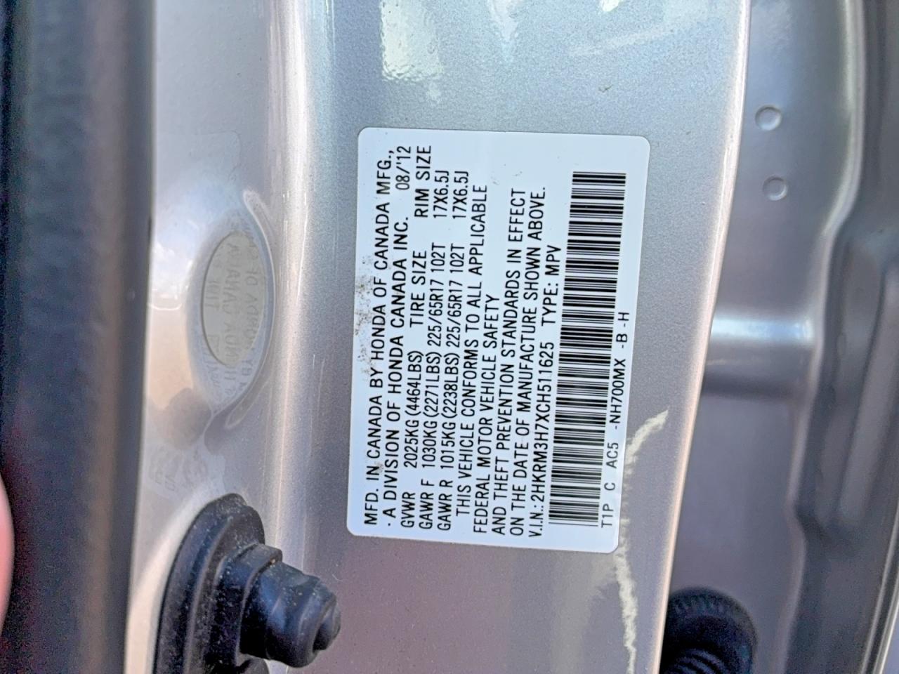 2012 Honda Crv VIN 2HKRM3H7XCH511625 photo 10