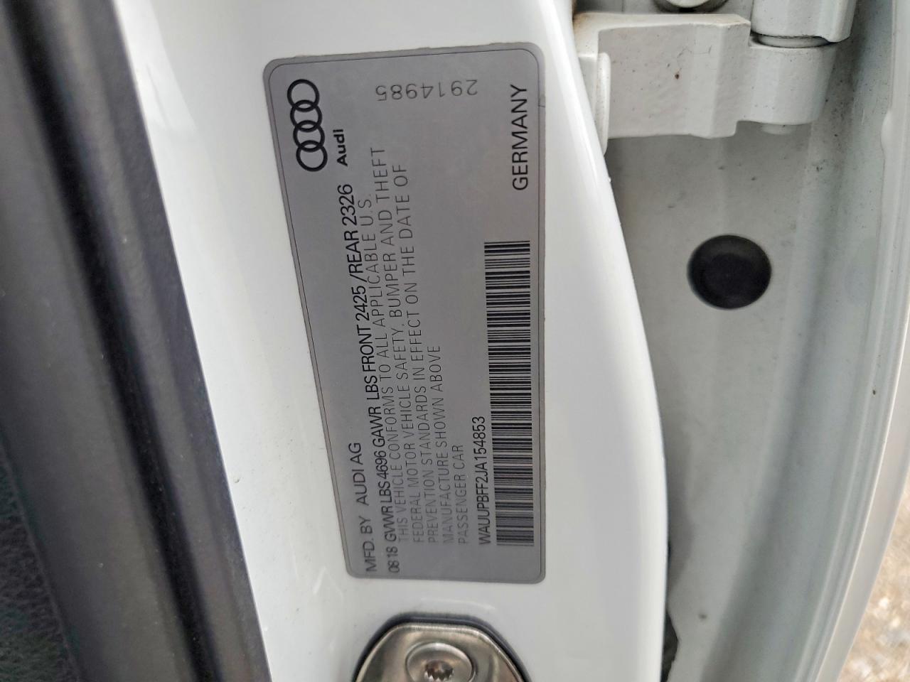 2018 Audi A3 VIN WAUUPBFF2JA154853 photo 12