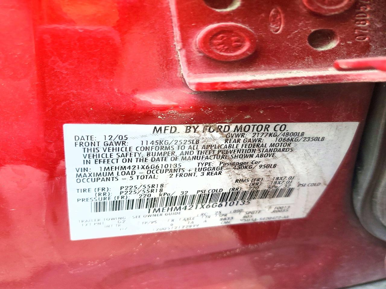 2006 Mercury Montego VIN 1MEHM421X6G610135 photo 12