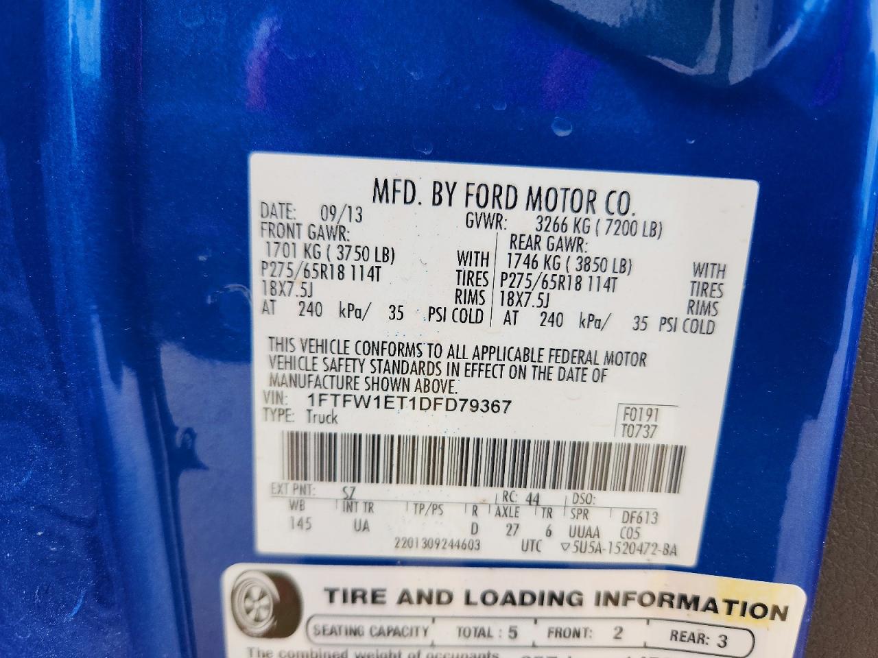 2013 Ford F150 VIN 1FTFW1ET1DFD79367 photo 12