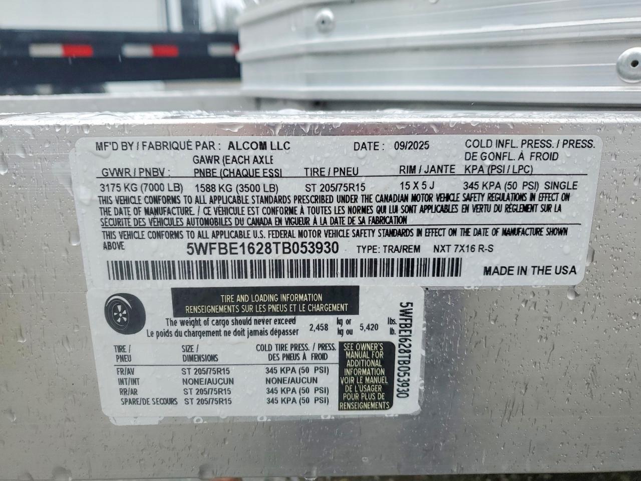 2026 ALCOM NXT 7X16 R-S ENCLOSED CARGO TRAILER VIN 5WFBE1628TB053930 photo 10