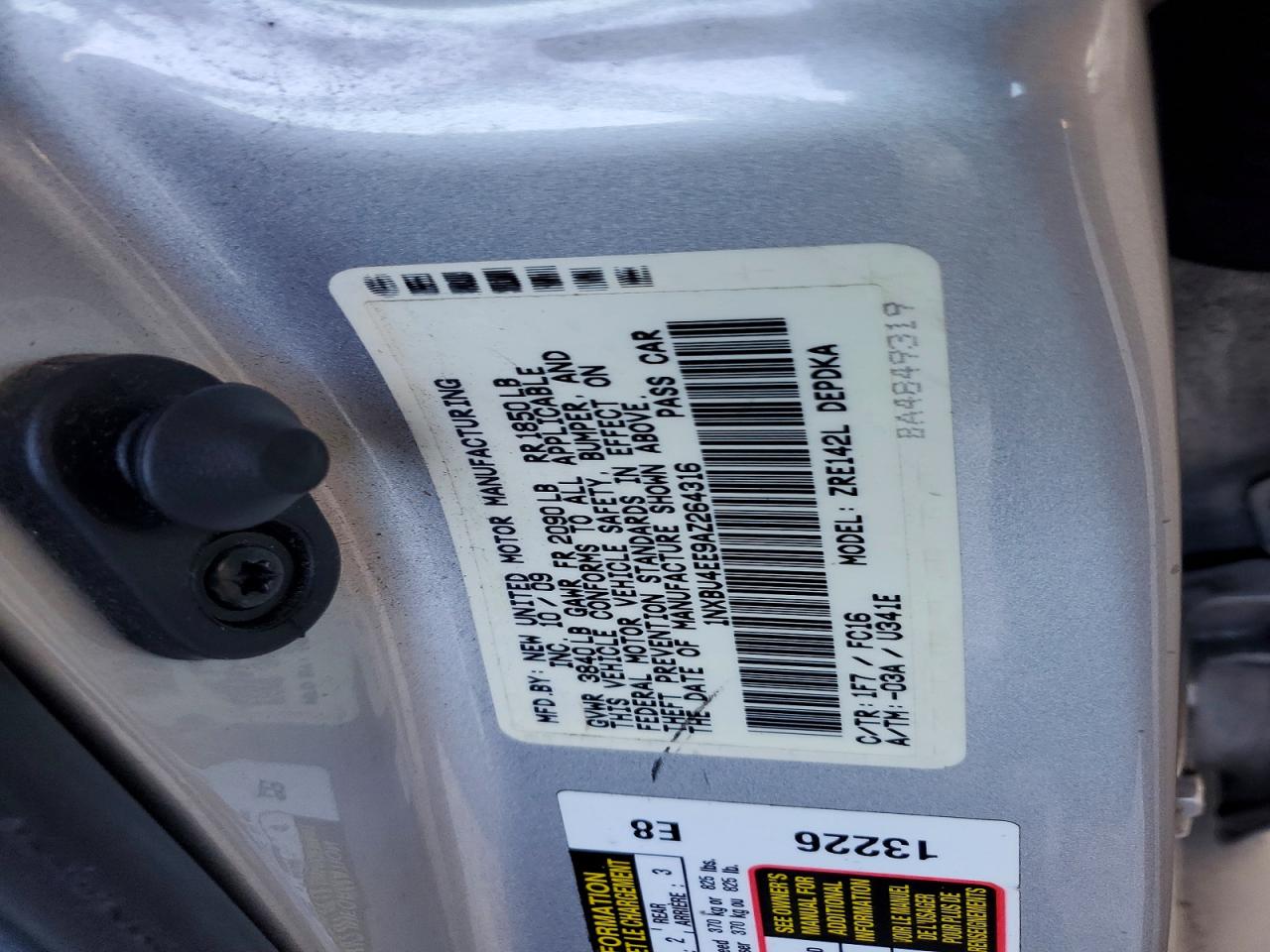2010 Toyota Corolla le VIN 1NXBU4EE9AZ264316 photo 12