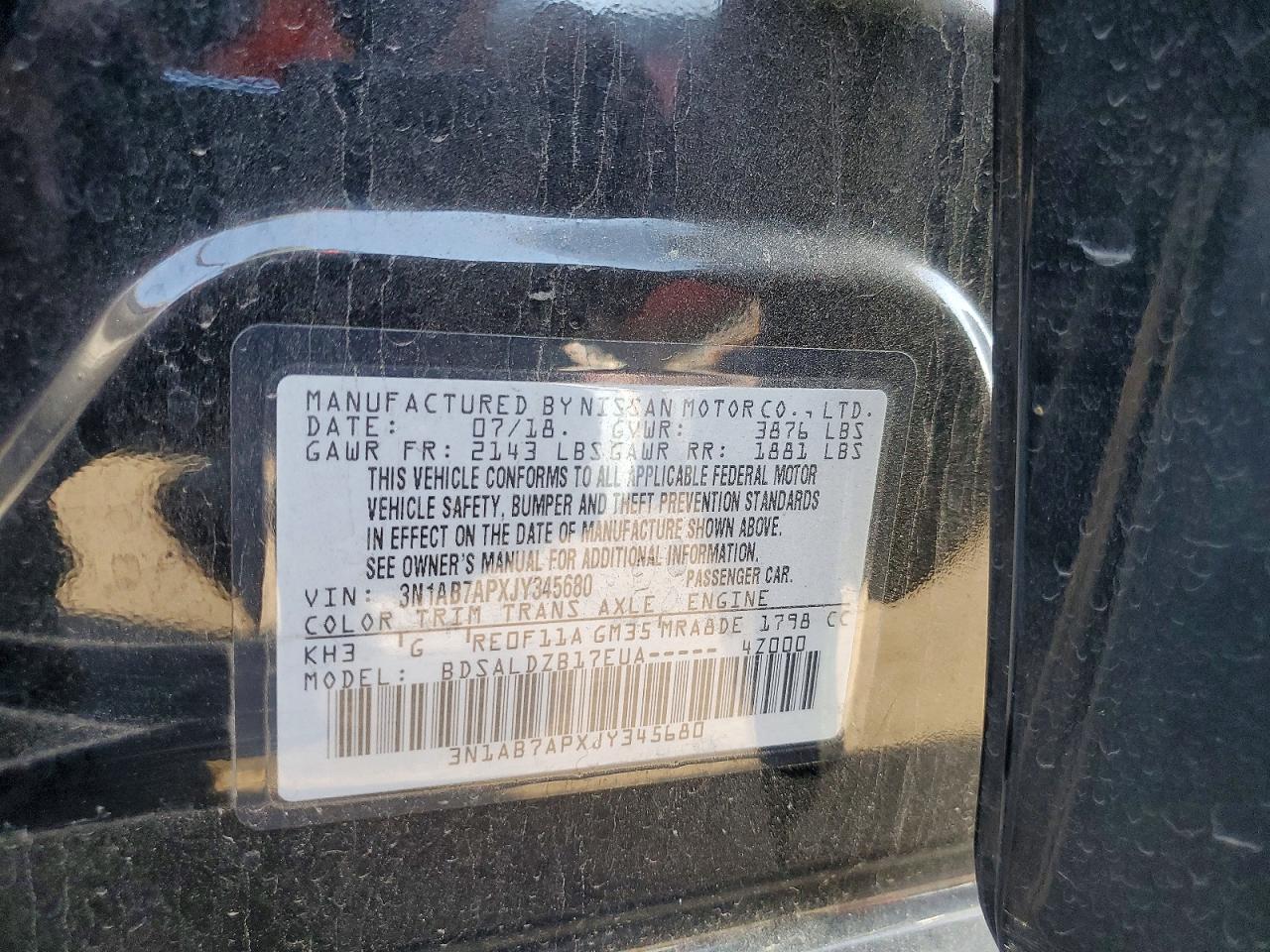 2018 Nissan Sentra VIN 3N1AB7APXJY345680 photo 12