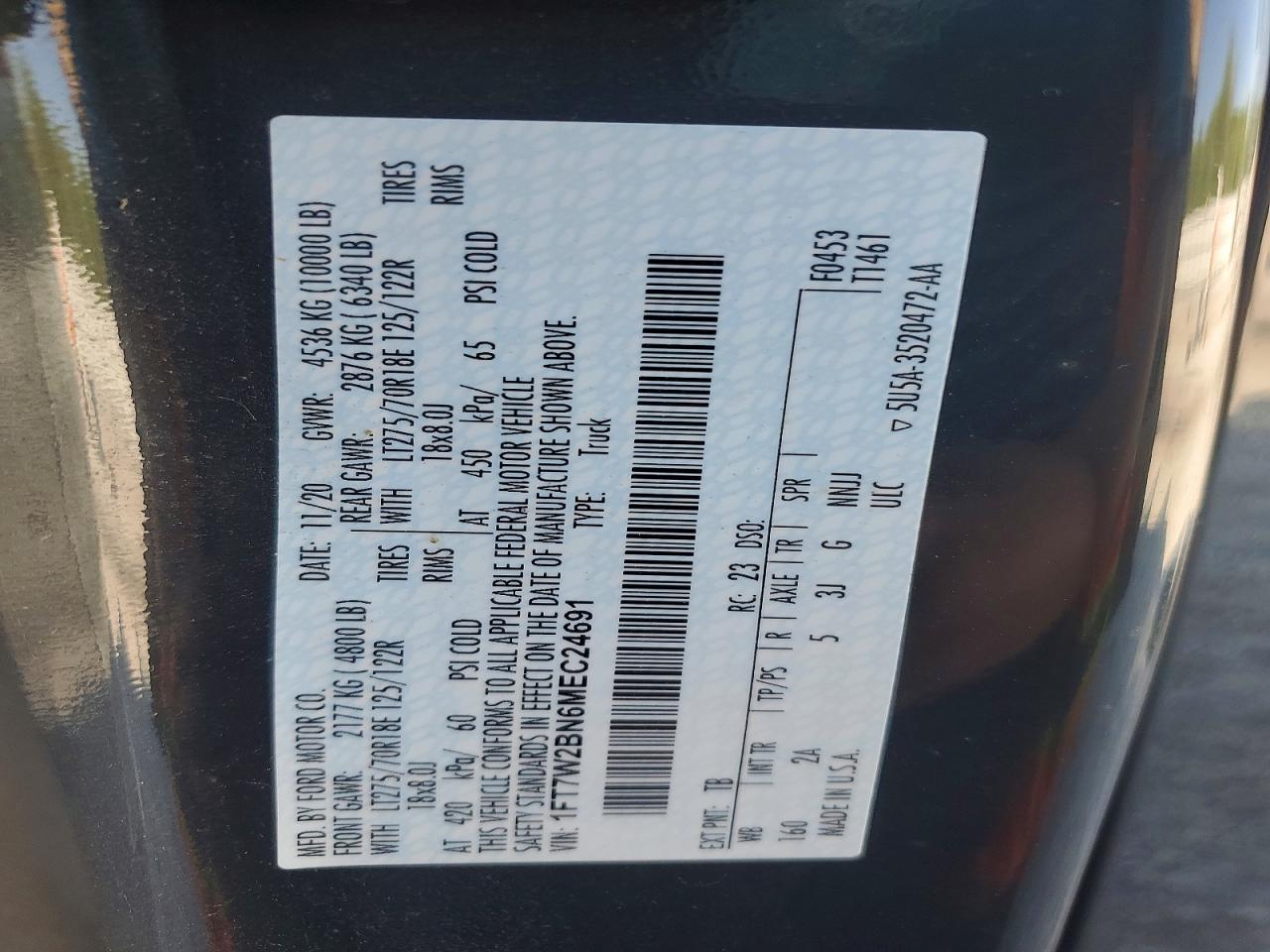 2021 Ford F250 VIN 1FT7W2BN6MEC24691 photo 12