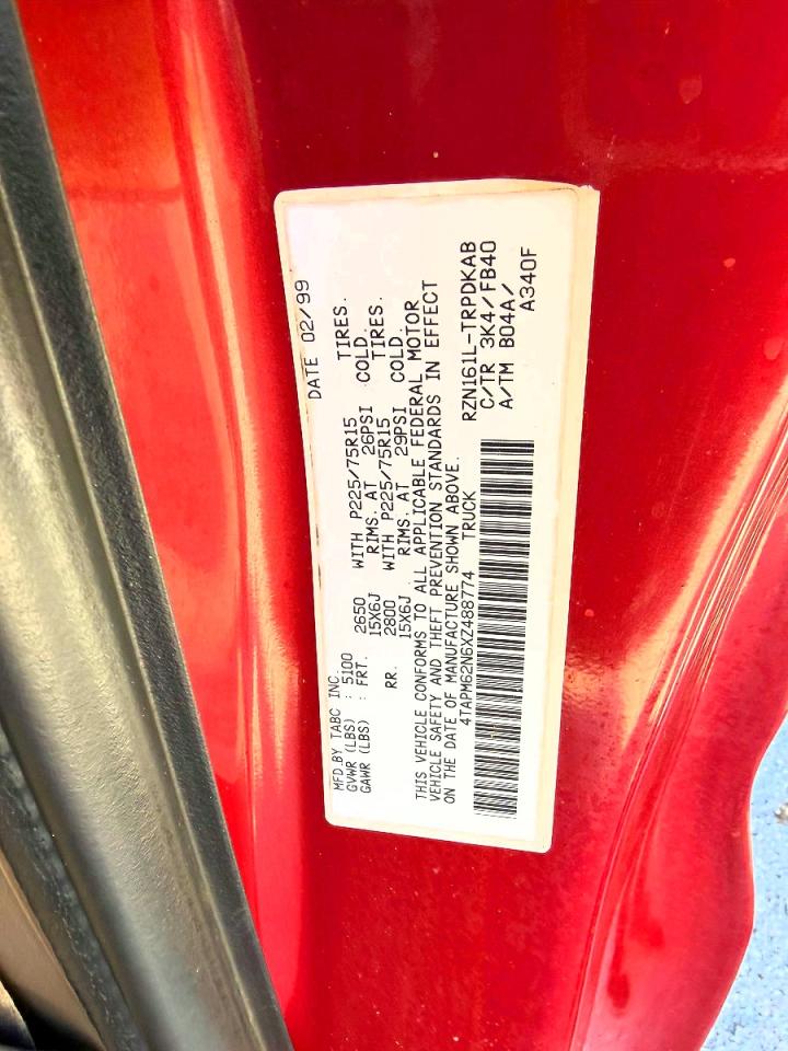 1999 Toyota Tacoma VIN 4TAPM62N6XZ488774 photo 10
