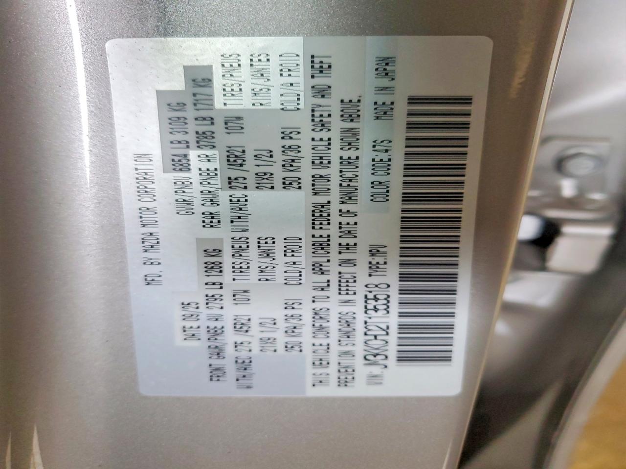 2026 Mazda Cx-90 VIN JM3KKCHD2T1353518 photo 12