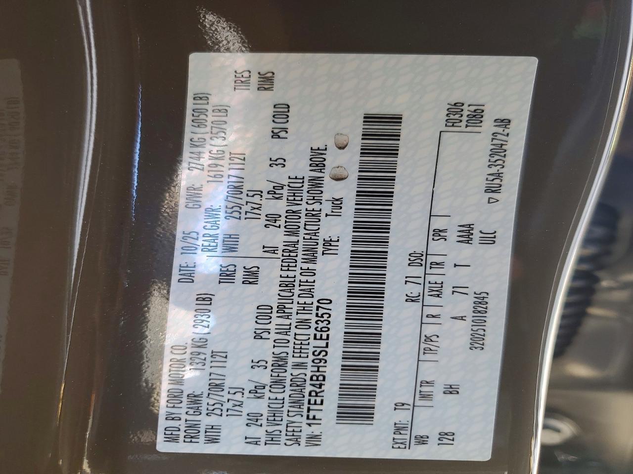 2025 Ford Ranger VIN 1FTER4BH9SLE63570 photo 12