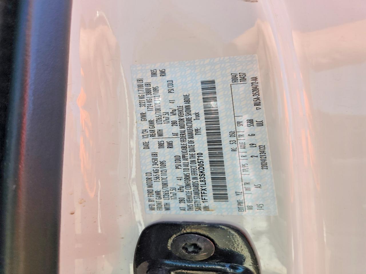 2025 Ford F150 VIN 1FTFX1L83SKD05710 photo 12