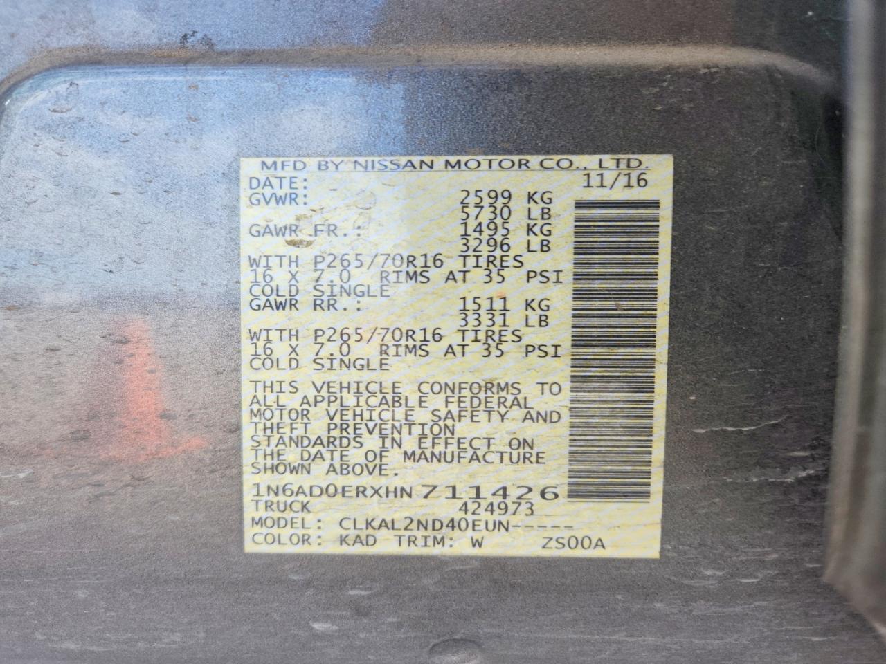 2017 Nissan Frontier VIN 1N6AD0ERXHN711426 photo 12