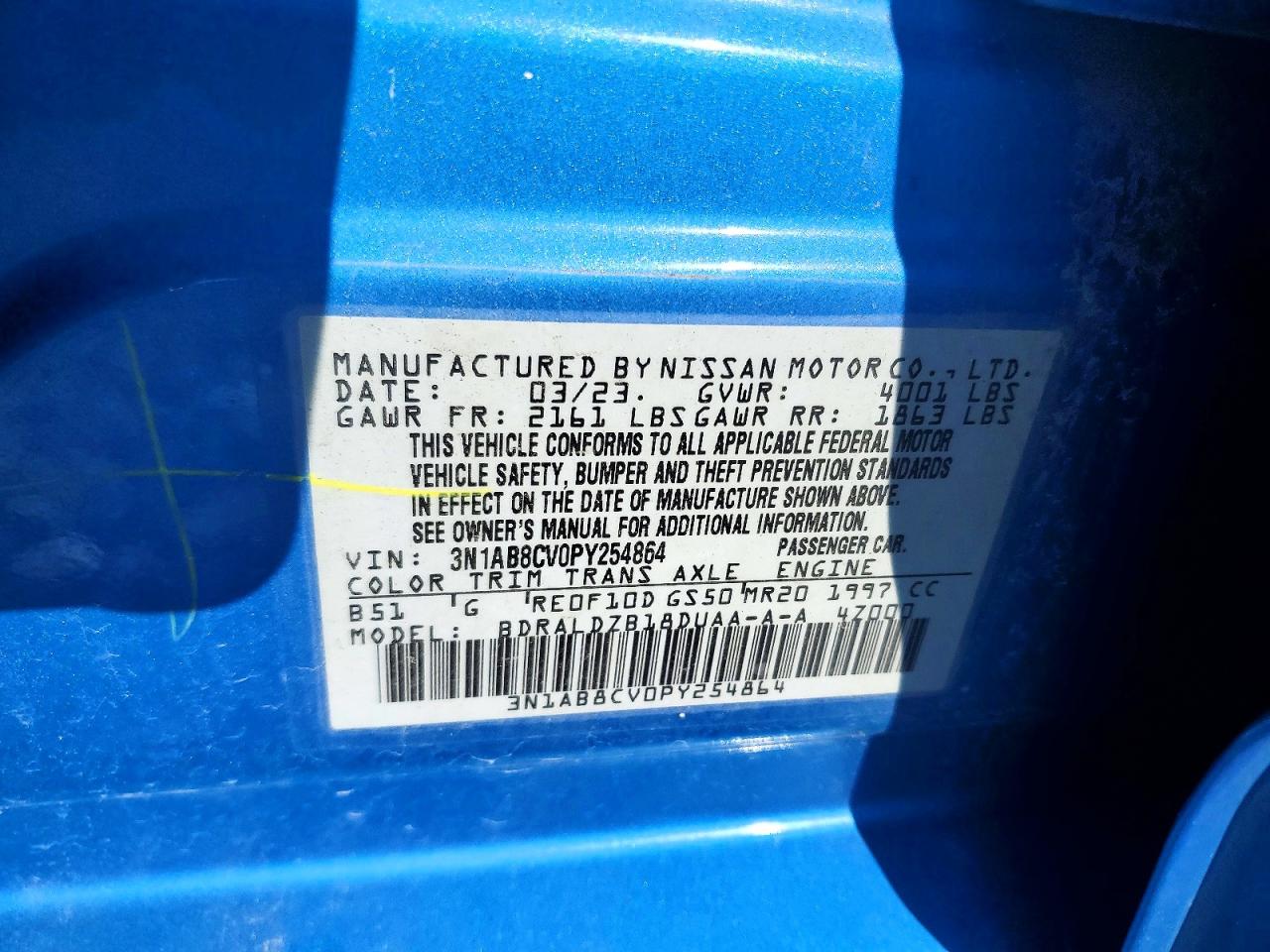 2023 Nissan Sentra VIN 3N1AB8CV0PY254864 photo 12
