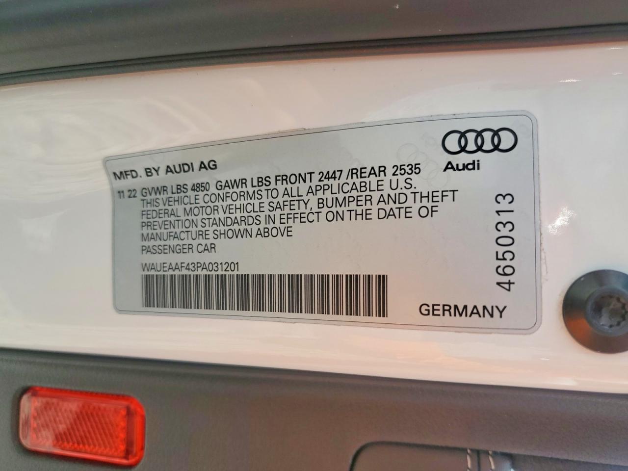2023 Audi A4 VIN WAUEAAF43PA031201 photo 12