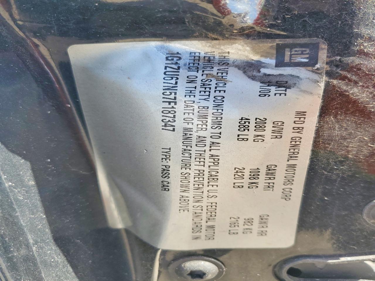 2007 CHEV Malibu VIN 1G1ZU67N57F187347 photo 12