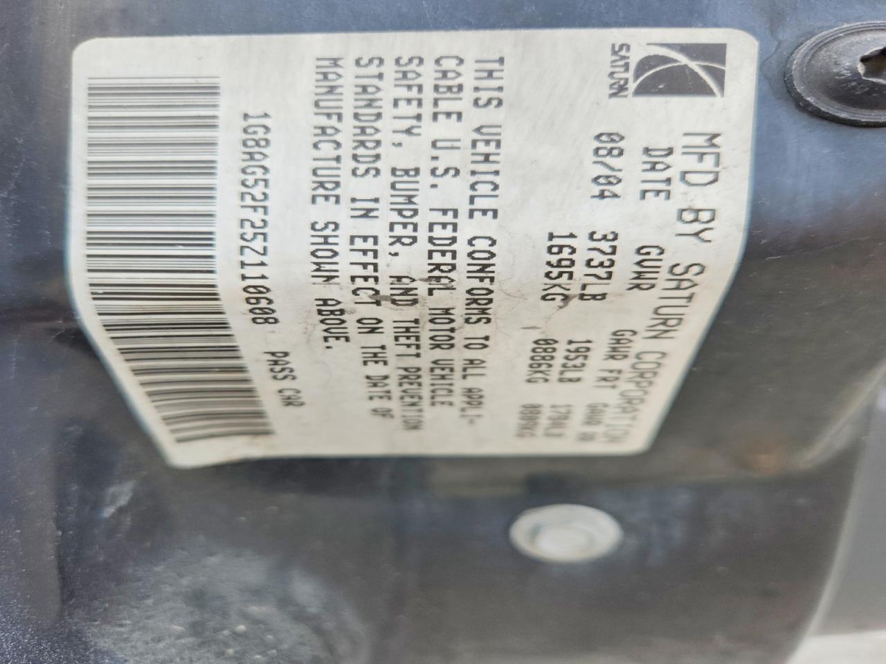 2005 Saturn Ion VIN 1G8AG52F25Z110608 photo 12