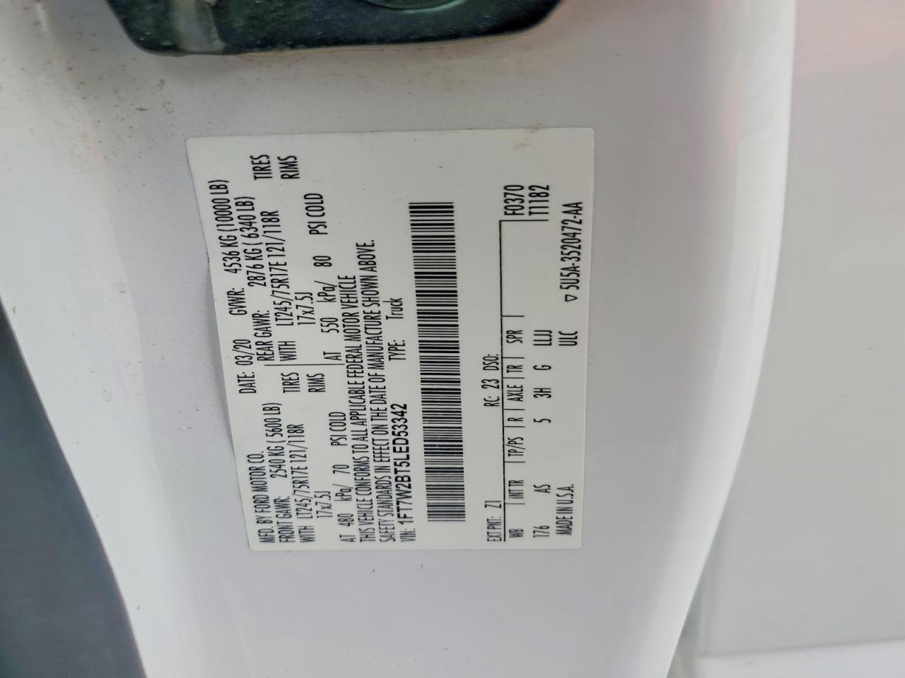 2020 Ford F250 VIN 1FT7W2BT5LED53342 photo 12