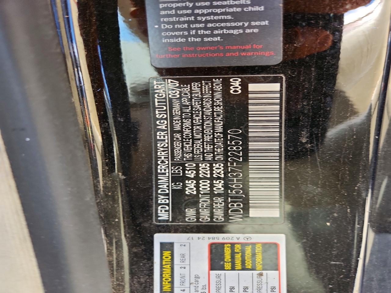 2007 Mercedes-Benz Clk-class VIN WDBTJ56H37F228570 photo 12