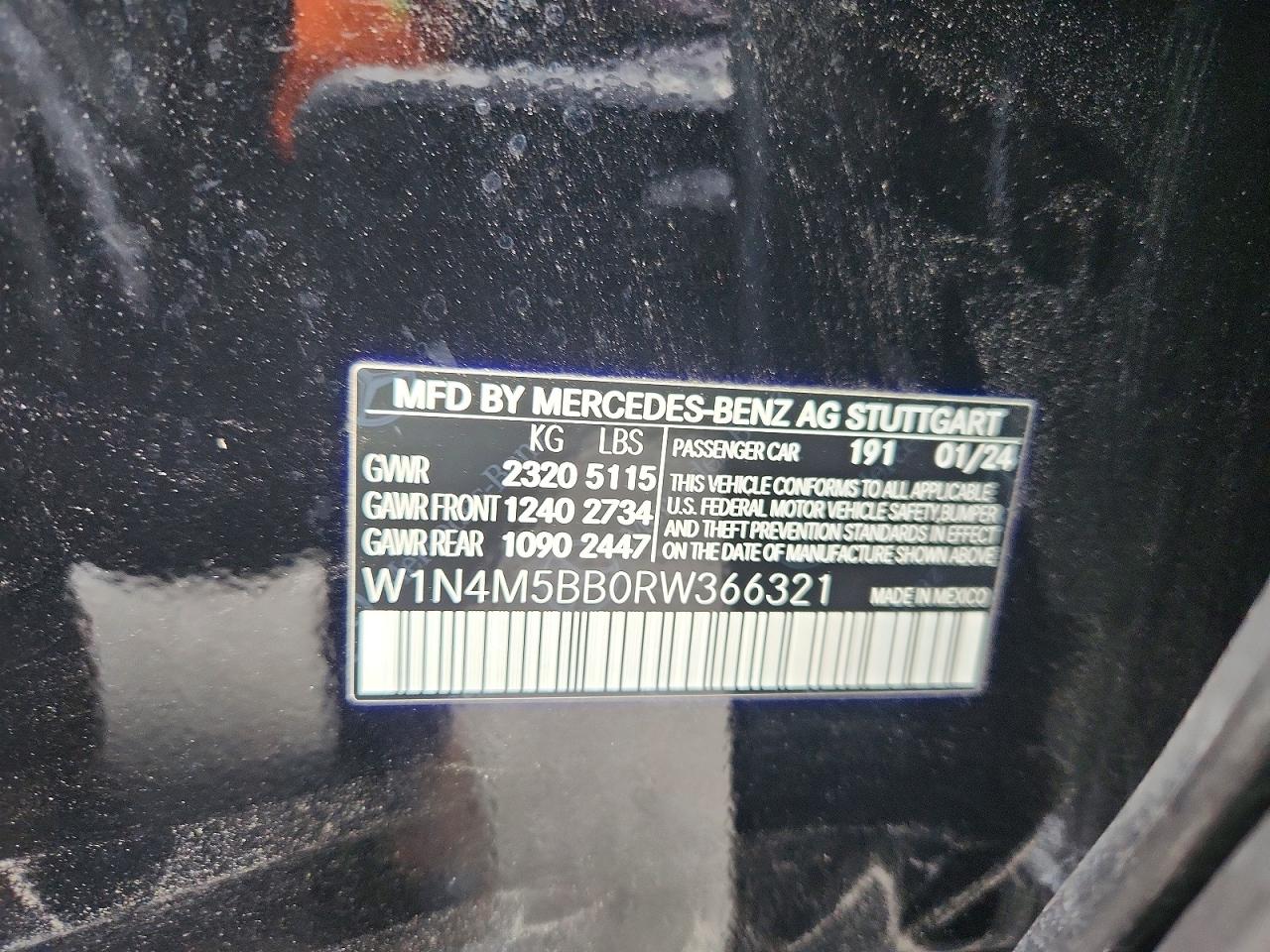 2024 Mercedes-Benz Glb-class VIN W1N4M5BB0RW366321 photo 12
