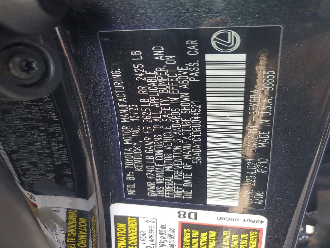 2024 Lexus Es300 VIN 58ADA1C10RU044521 photo 12