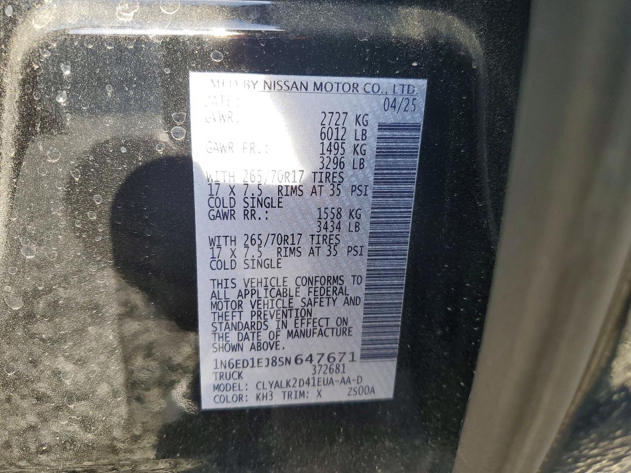 2025 Nissan Frontier VIN 1N6ED1EJ8SN647671 photo 12