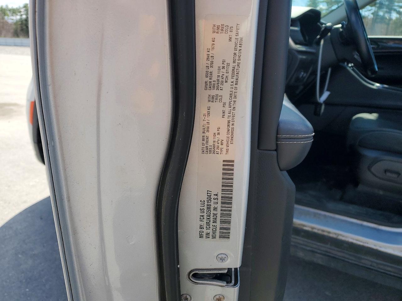 2021 JEEP Grand cher VIN 1C4RJKAG5M8150477 photo 12