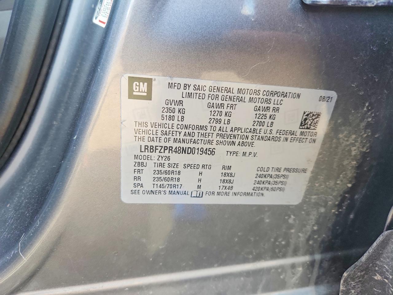 2022 BUICK Envision VIN LRBFZPR48ND019456 photo 12