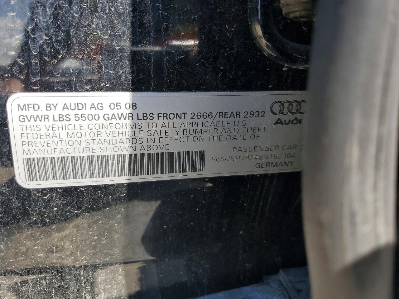 2008 Audi A6 VIN WAUKH74F48N152304 photo 12