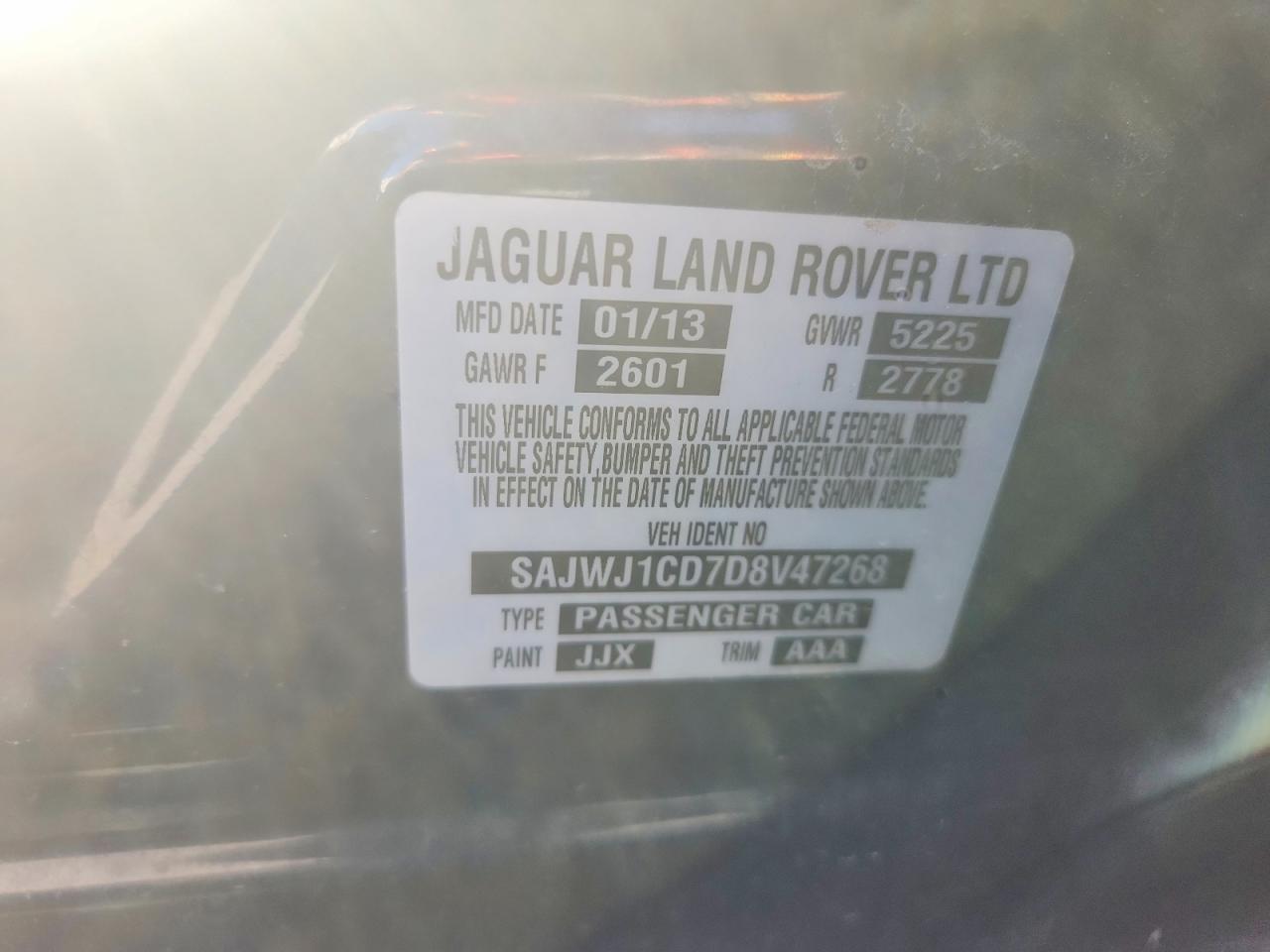 2013 Jaguar Xj VIN SAJWJ1CD7D8V47268 photo 12