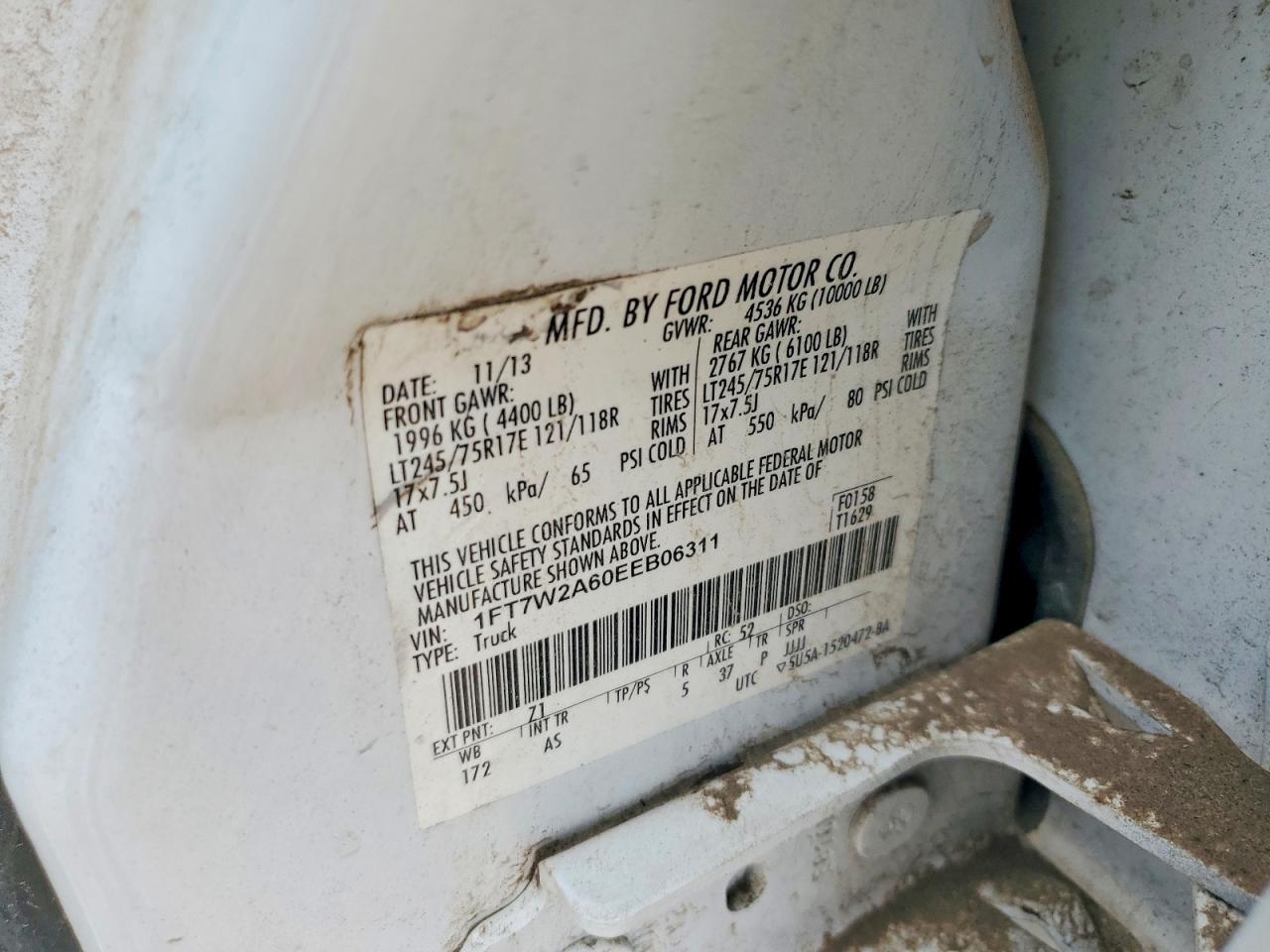 2014 Ford F250 VIN 1FT7W2A60EEB06311 photo 12