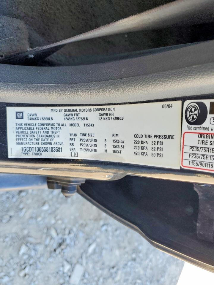 2005 CHEV Colorado VIN 1GCDT136558103681 photo 12