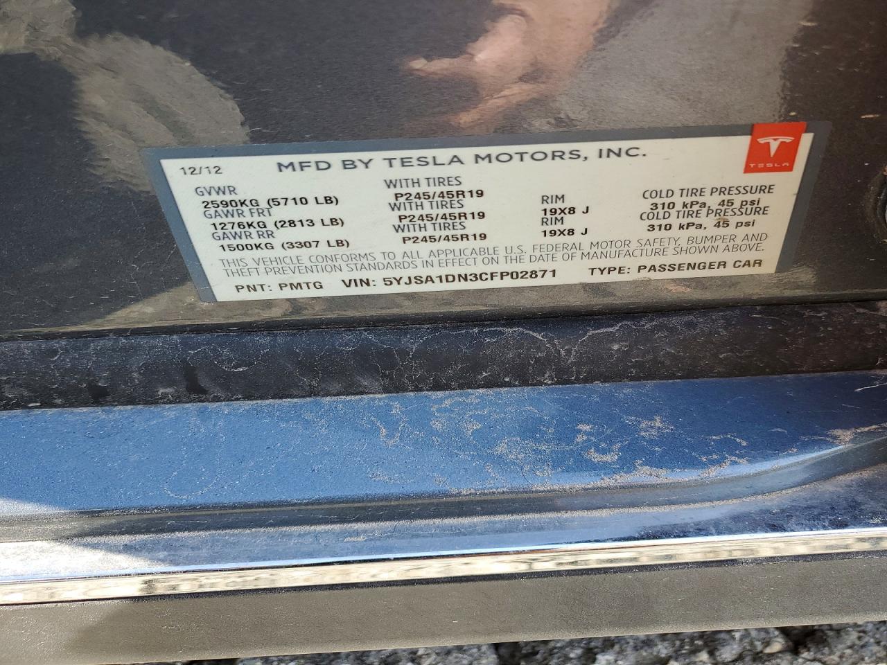 2012 Tesla Model s VIN 5YJSA1DN3CFP02871 photo 12