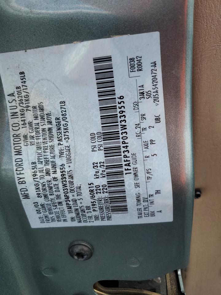 2003 Ford Focus VIN 1FAFP34P03W339556 photo 12