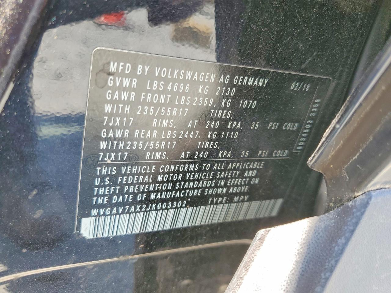 2018 Volkswagen All other VIN WVGAV7AX2JK003302 photo 12