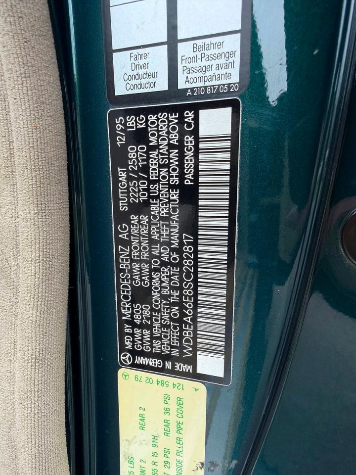 1995 Mercedes-Benz E-class VIN WDBEA66E8SC282817 photo 10