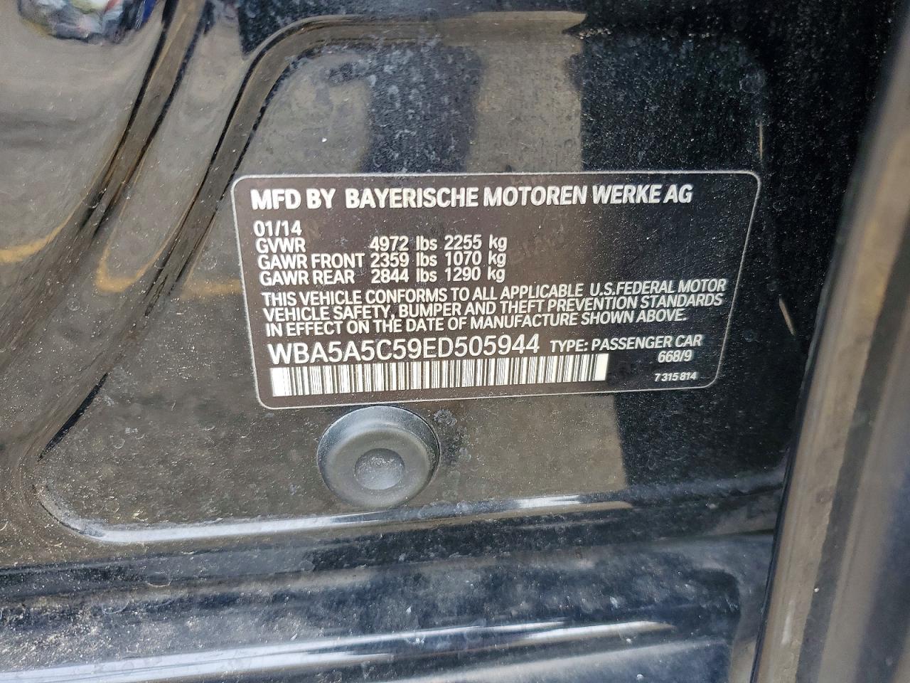 2014 BMW 5 series VIN WBA5A5C59ED505944 photo 12
