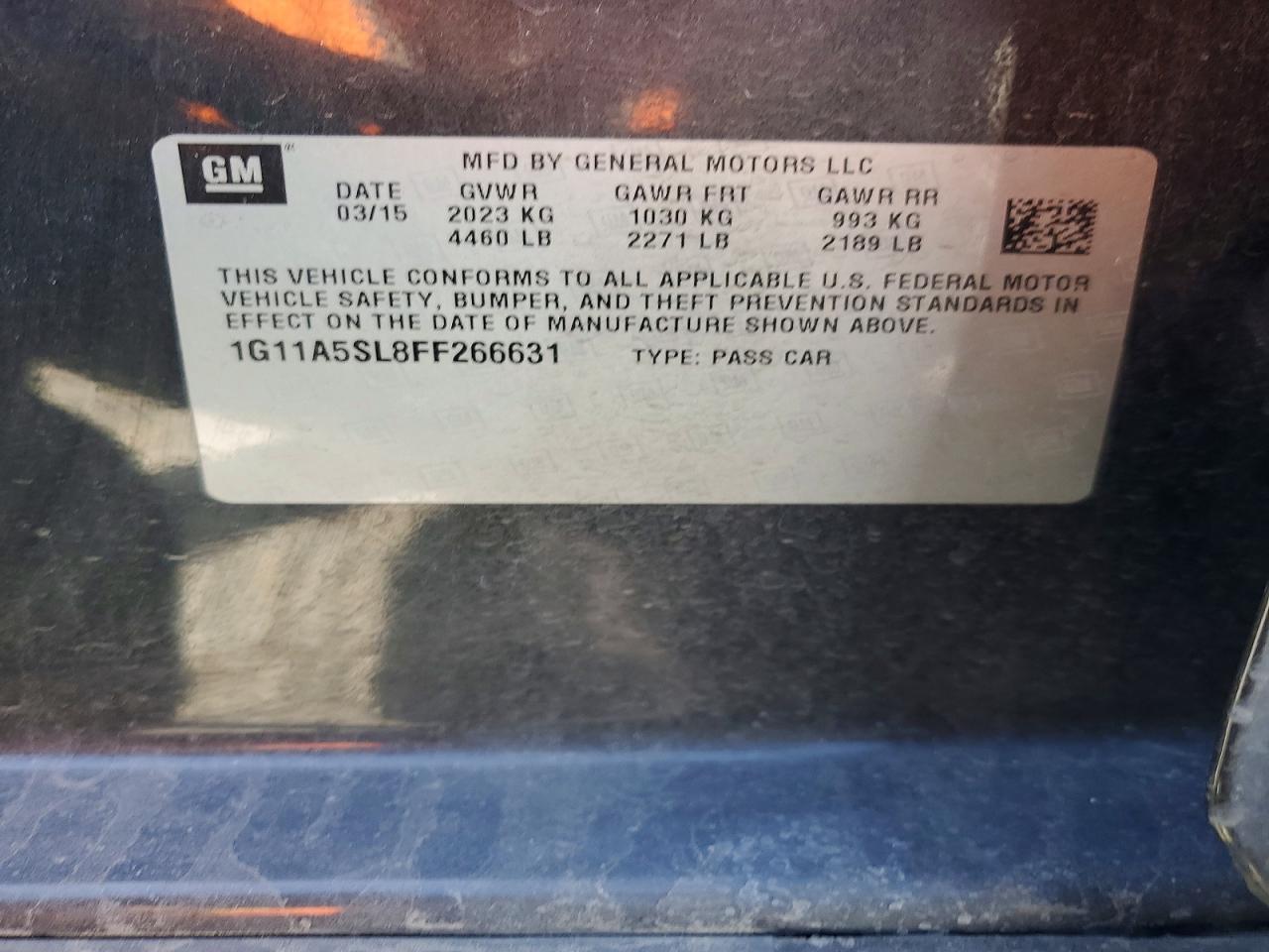 2015 Chev Malibu VIN 1G11A5SL8FF266631 photo 12