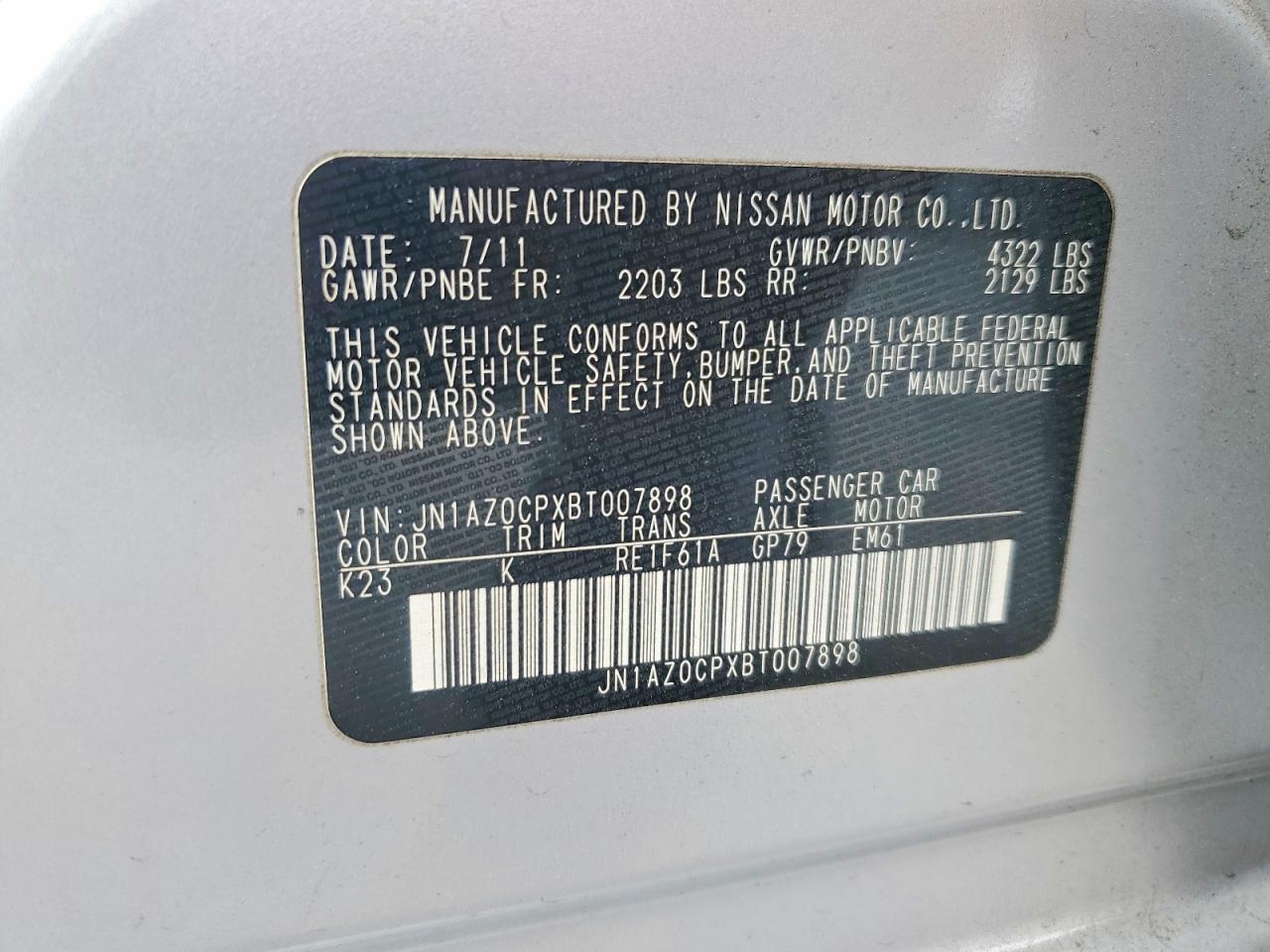 2011 NISS Leaf VIN JN1AZ0CPXBT007898 photo 12