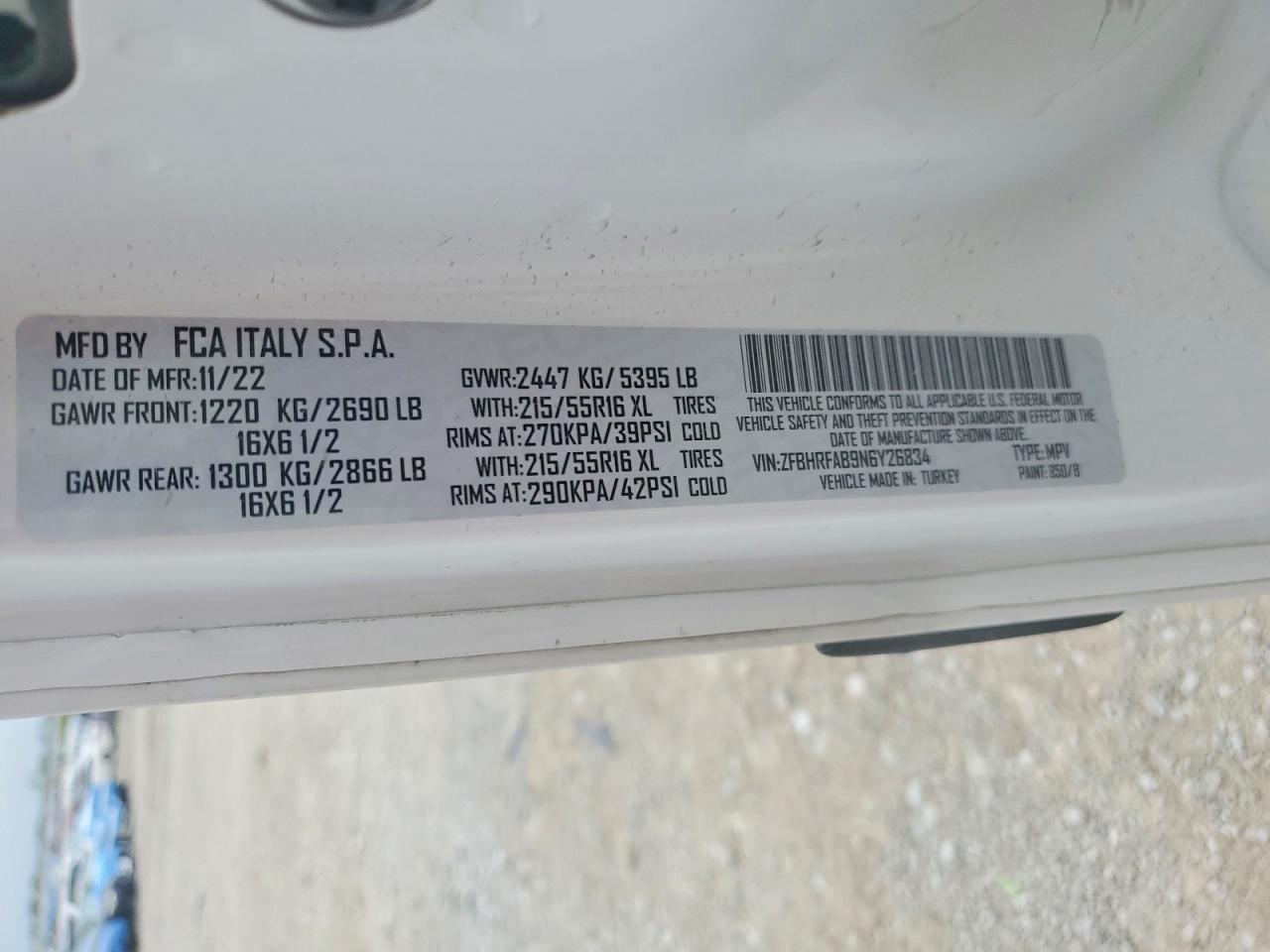 2022 Ram Promaster VIN ZFBHRFAB9N6Y26834 photo 12
