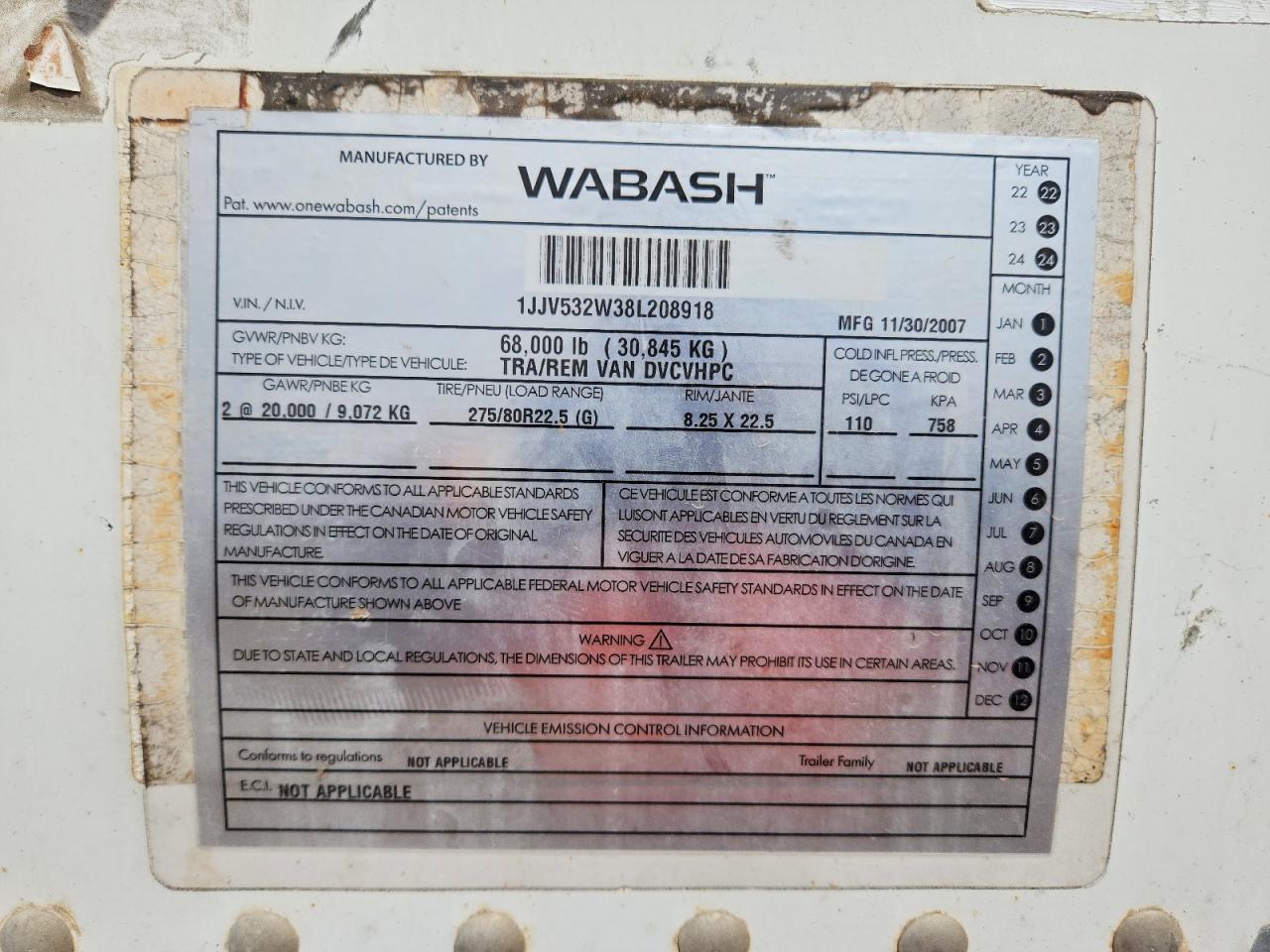 2008 WABASH All models VIN 1JJV532W38L208918 photo 10