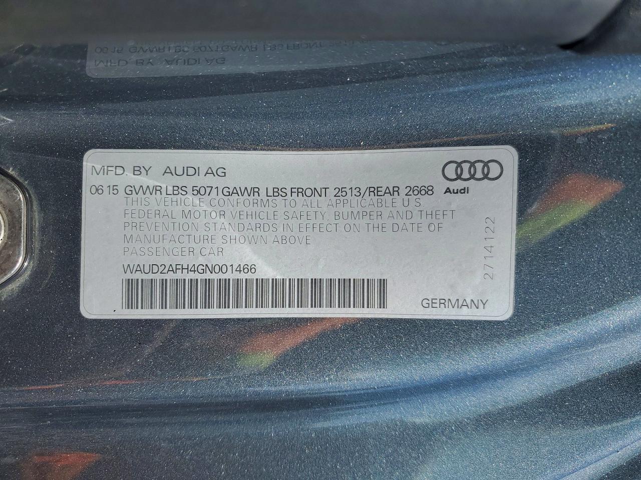 2016 Audi A5 VIN WAUD2AFH4GN001466 photo 12