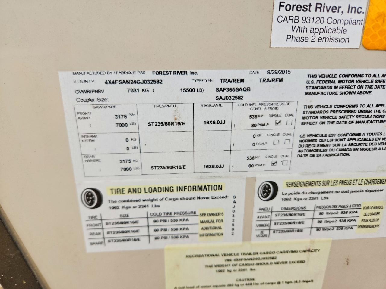 2016 FORESRIVER All models VIN 4X4FSAN24GJ032582 photo 10
