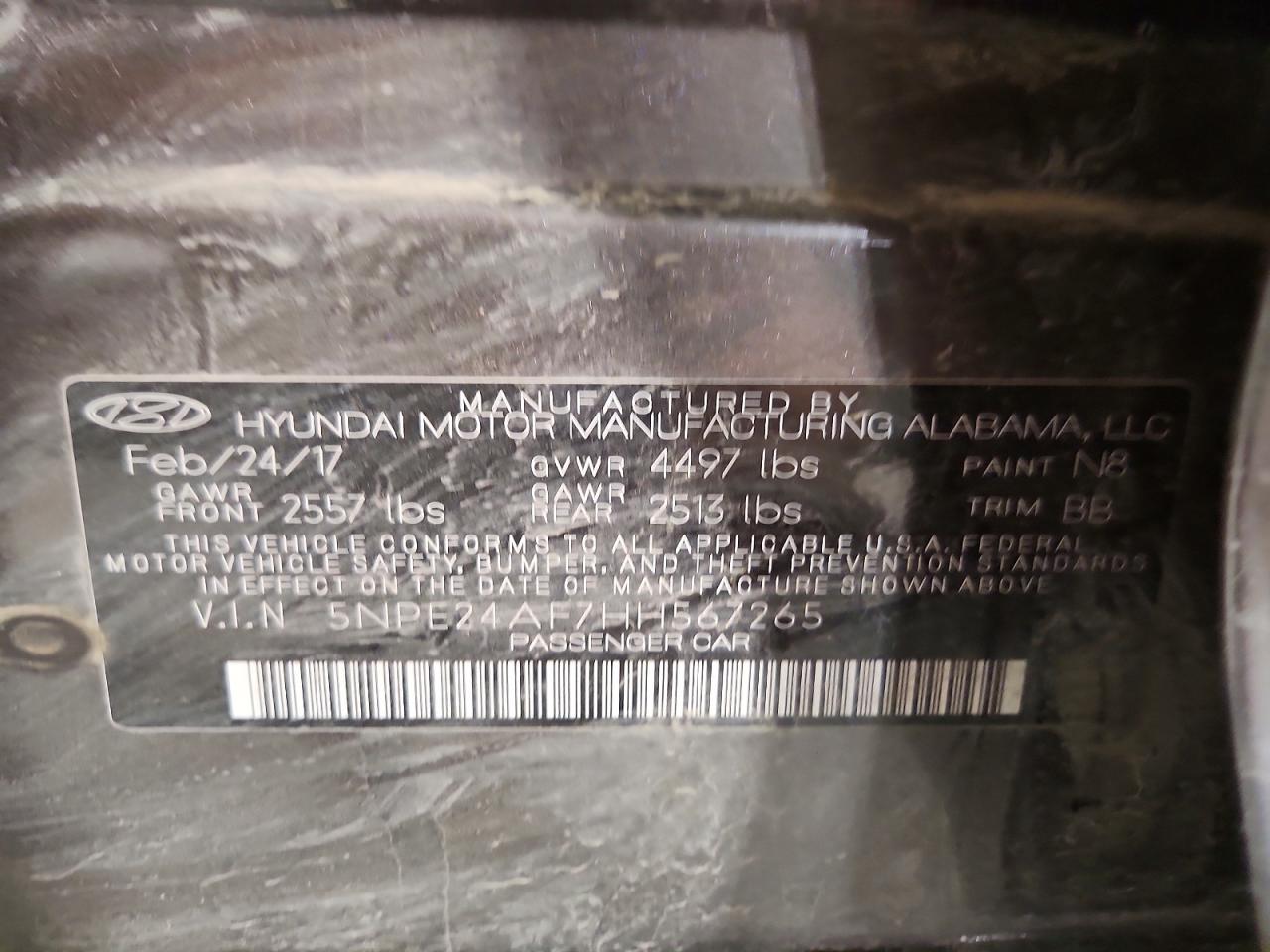 2017 Hyundai Sonata VIN 5NPE24AF7HH567265 photo 12